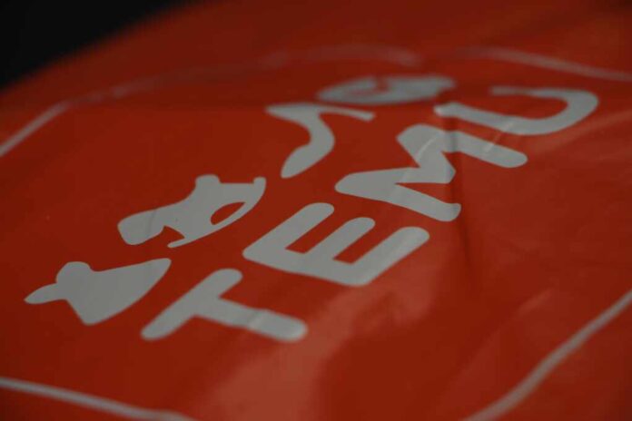 Temu,Orange,Bag,Package,With,Logo,On,It,,Angle,Close
