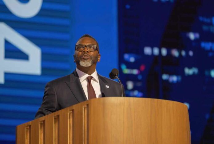 Chicago,,Ill.,,August,19,,2024:,Chicago,Mayor,Brandon,Johnson