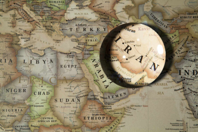 Magnifying,Iran,On,Map