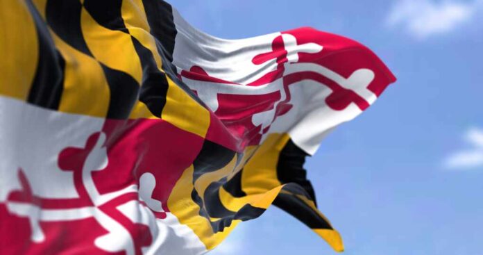 The,Us,State,Flag,Of,Maryland,Waving,In,The,Wind.