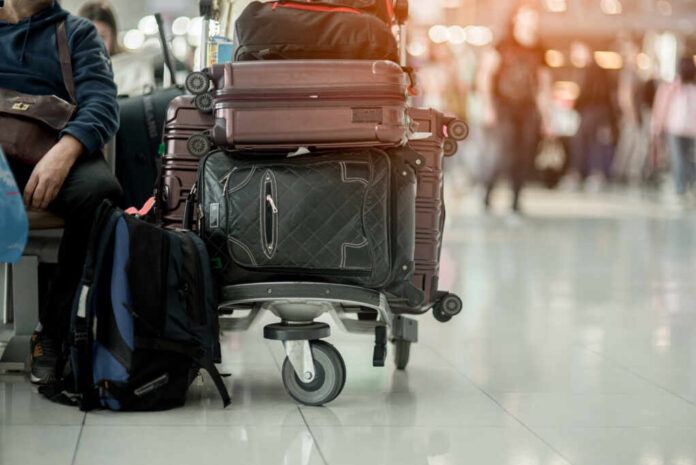 Luggage,And,Luggage,Trolley,With,Luggage,Cart,In,The,International