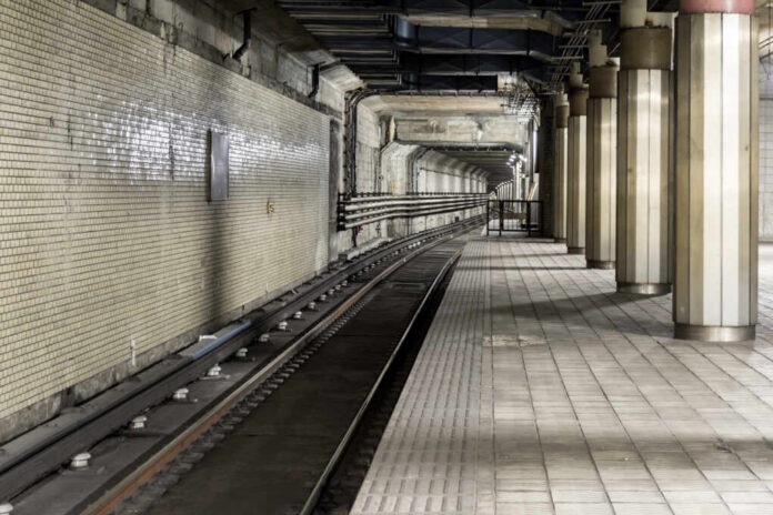 Old,Subway,Track,In,Tunnel,For,Train.
