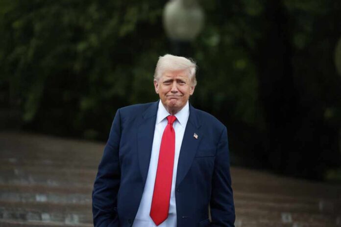 President,Donald,Trump,Walks,Toward,The,Media,Outside,The,White