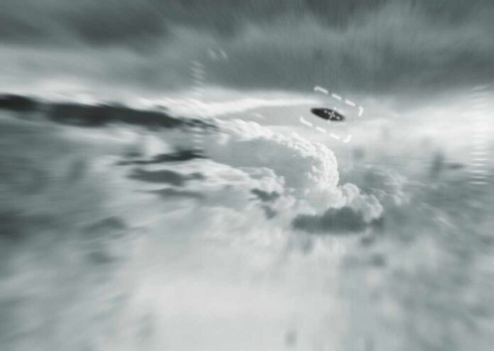 Night,,Ufo,And,Spaceship,In,Sky,,Camera,And,Recording,Outdoor