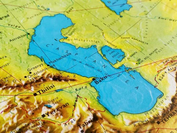 Caspian,Sea,,An,Image,Of,An,Atlas,Map,,Ideal,For