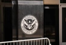 Emblem of the U.S. Department of Homeland Security on a building