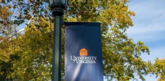 Banner displaying the University of Virginia logo against a backdrop of autumn trees