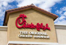 Masked Attackers Unleash Chaos in New Jersey Chick-fil-A Chick-fil-A restaurant sign displaying the original chicken sandwich