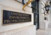 Exterior view of the United States Environmental Protection Agency building with a sign