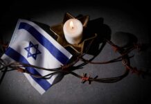 Ceasefire Theater Exposed — Rockets Still Fly Israeli flag next to a lit candle and barbed wire