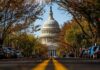 Congress Scrambles To Cage Pentagon Fund U.S. Capitol dome framed by a tree-lined street