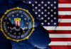 Election Investigation Rocks The FBI FBI emblem partially obscured by a cracked wall with an American flag background