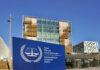 White House Targets International Court International Criminal Court building with blue sign in front