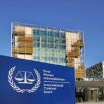 White House Targets International Court International Criminal Court building with blue sign in front