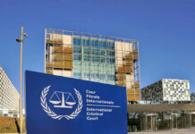 White House Targets International Court International Criminal Court building with blue sign in front