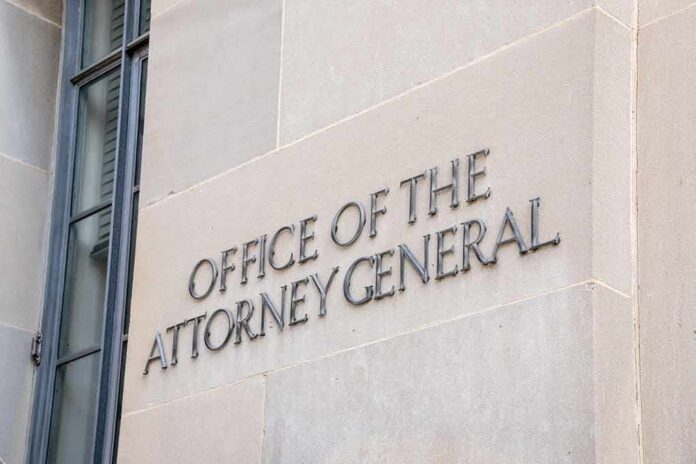 Office of the Attorney General building sign on stone wall