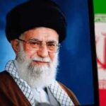 Khamenei Funeral Marks Iran’s Turning Point Portrait of a political leader with a black turban and glasses