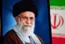 Khamenei Funeral Marks Iran’s Turning Point Portrait of a political leader with a black turban and glasses