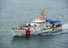 U.S. Coast Guard patrol boat cruising at sea