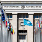 Fireball Outside UN Stuns New York United Nations building with multiple international flags in front
