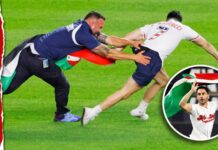 Man waving Palestinian flag tackled on Yankee Stadium field | AJ #shorts