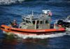 One Body Found — Three Still Missing U.S. Coast Guard patrol boat speeding on open water