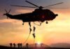 Behind Enemy Lines: Rescue Nobody Expected military helicopter with soldiers fast-roping at sunset