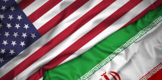 United States and Iran flags overlapping