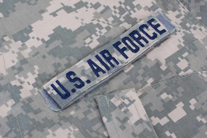 shutterstock_163881299 U.S. Air Force name tape on digital camouflage uniform