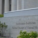 Smithsonian Institution museum exterior with engraved stone sign