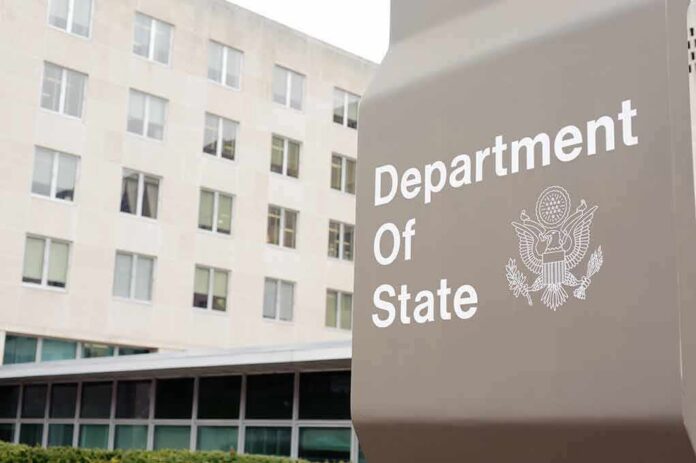 Department of State sign outside office building