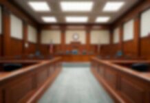 Ex-Mayor Ordered To Pay $13 Million Empty courtroom with wooden benches and judge's bench
