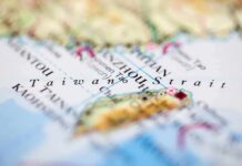 Massive War Games Edge Toward Taiwan Close-up of map showing the Taiwan Strait