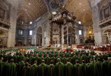 Vatican Shock: Pope Heads Into Surgery Jonathan Cyprien among clergy during a mass in a grand cathedral interior